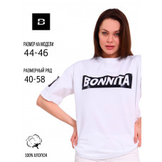 Футболка BONNITA белая принт черный на груди