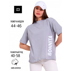 Футболка BONNITA серый меланж принт белый сбоку
