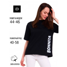Футболка BONNITA черная принт белый сбоку